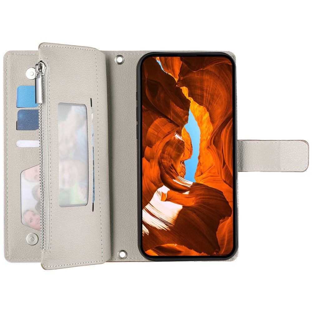 For Samsung Galaxy S26+ Case Zipper Wallet Color Splicing Leather Flip Phone Cover with Straps