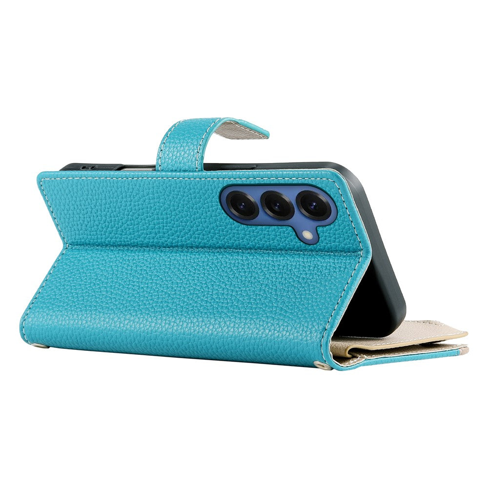 For Samsung Galaxy S26+ Case Zipper Wallet Color Splicing Leather Flip Phone Cover with Straps
