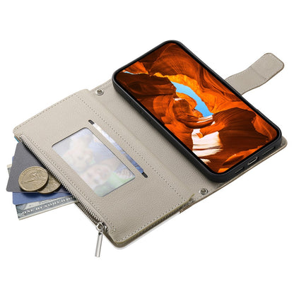 For Samsung Galaxy S26+ Case Zipper Wallet Color Splicing Leather Flip Phone Cover with Straps