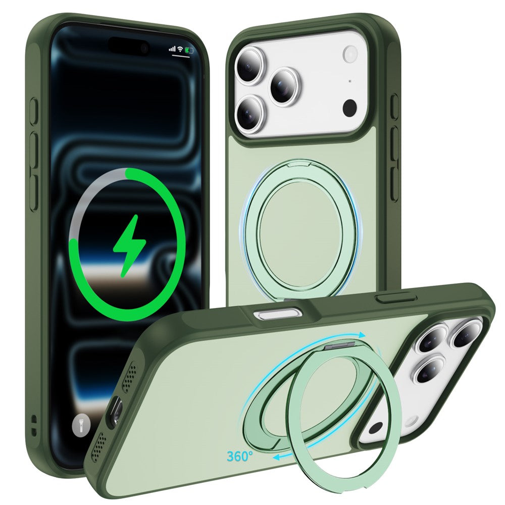 For iPhone 17 Pro Magnetic Case with Kickstand Dual Color Anti Drop Protective Phone Cover