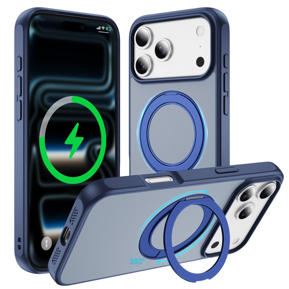For iPhone 17 Pro Magnetic Case with Kickstand Dual Color Anti Drop Protective Phone Cover