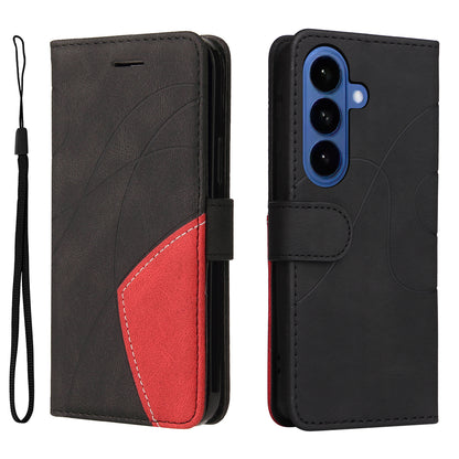 For Samsung Galaxy S26+ Leather Phone Case Stand Wallet with Bi-colour Splicing Design