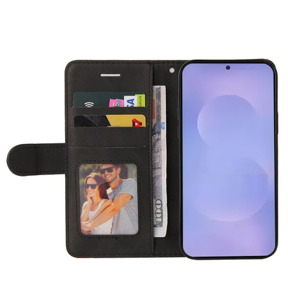 For Samsung Galaxy S26+ Leather Phone Case Stand Wallet with Bi-colour Splicing Design