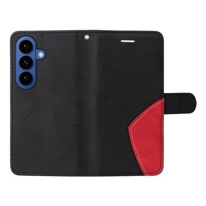 For Samsung Galaxy S26+ Leather Phone Case Stand Wallet with Bi-colour Splicing Design