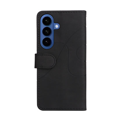For Samsung Galaxy S26+ Leather Phone Case Stand Wallet with Bi-colour Splicing Design