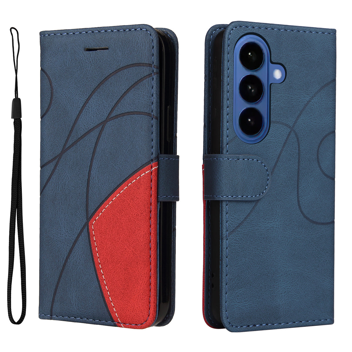 For Samsung Galaxy S26+ Leather Phone Case Stand Wallet with Bi-colour Splicing Design