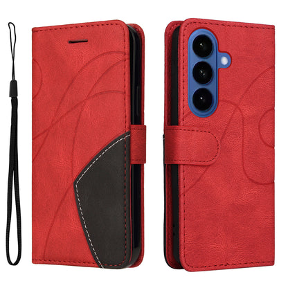 For Samsung Galaxy S26+ Leather Phone Case Stand Wallet with Bi-colour Splicing Design