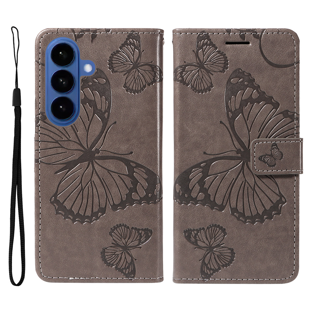 For Samsung Galaxy S26+ Wallet Case Floral Butterfly Imprinted Leather Phone Cover Stand