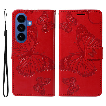 For Samsung Galaxy S26+ Wallet Case Floral Butterfly Imprinted Leather Phone Cover Stand