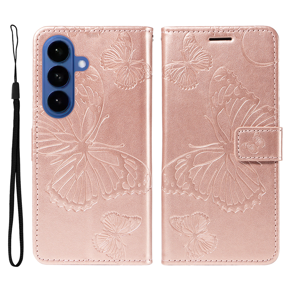 For Samsung Galaxy S26+ Wallet Case Floral Butterfly Imprinted Leather Phone Cover Stand