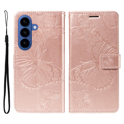 For Samsung Galaxy S26+ Wallet Case Floral Butterfly Imprinted Leather Phone Cover Stand