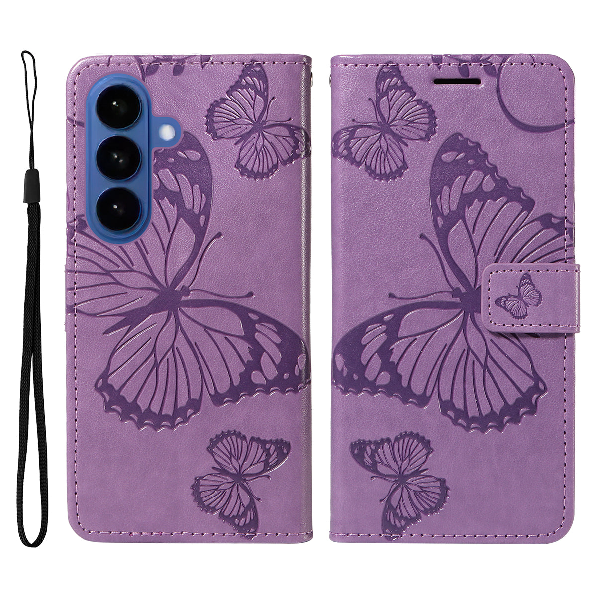For Samsung Galaxy S26+ Wallet Case Floral Butterfly Imprinted Leather Phone Cover Stand