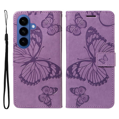 For Samsung Galaxy S26+ Wallet Case Floral Butterfly Imprinted Leather Phone Cover Stand