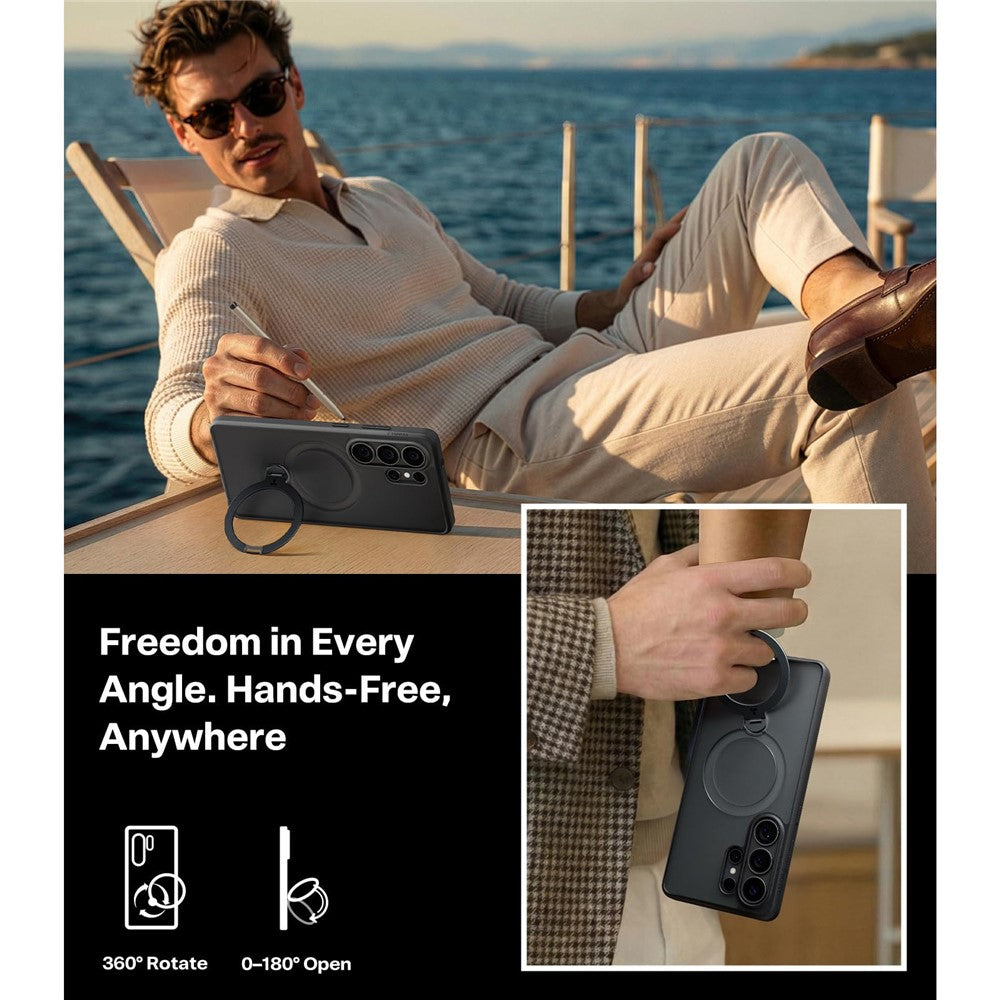 TORRAS Ostand Q3 Spin Series For Samsung Galaxy S26 Ultra Case Magnetic Rotating Kickstand PC + TPU Phone Cover