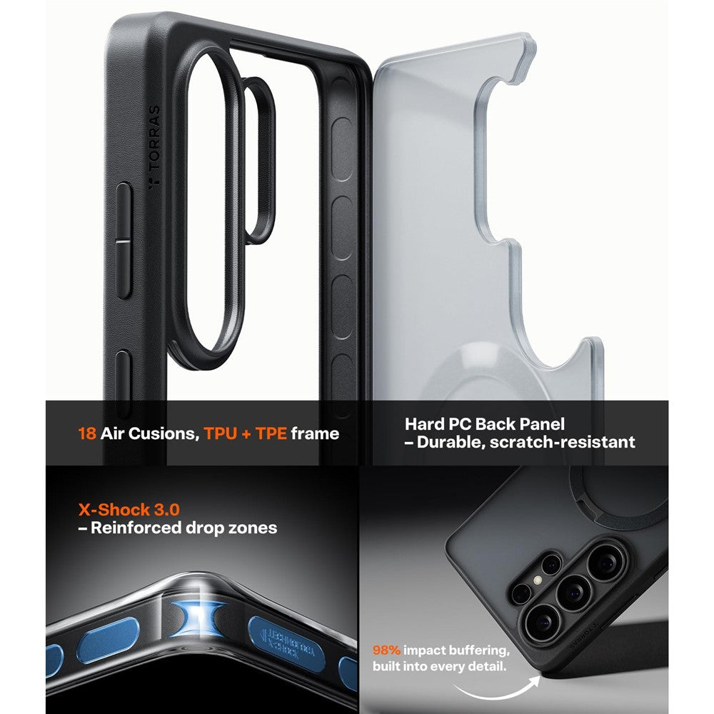 TORRAS Ostand Q3 Spin Series For Samsung Galaxy S26 Ultra Case Magnetic Rotating Kickstand PC + TPU Phone Cover