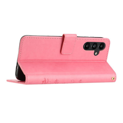 For Samsung Galaxy S26+ Leather Wallet Case Butterfly Flower Imprinted Phone Cover with Strap