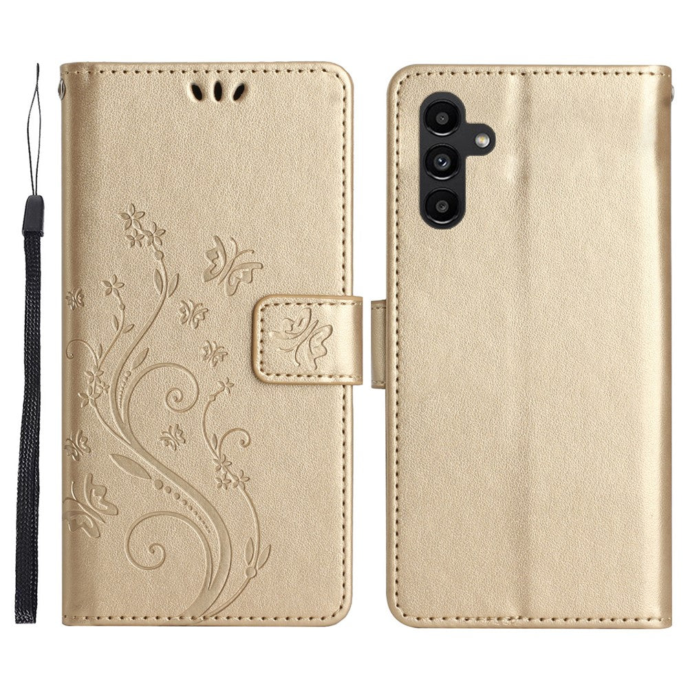 For Samsung Galaxy S26+ Leather Wallet Case Butterfly Flower Imprinted Phone Cover with Strap
