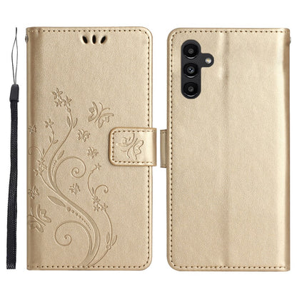 For Samsung Galaxy S26+ Leather Wallet Case Butterfly Flower Imprinted Phone Cover with Strap