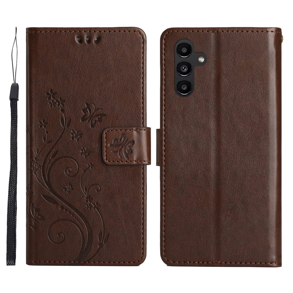 For Samsung Galaxy S26+ Leather Wallet Case Butterfly Flower Imprinted Phone Cover with Strap