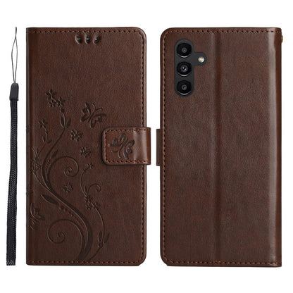 For Samsung Galaxy S26+ Leather Wallet Case Butterfly Flower Imprinted Phone Cover with Strap