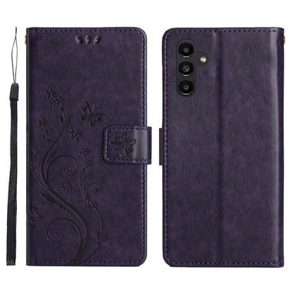 For Samsung Galaxy S26+ Leather Wallet Case Butterfly Flower Imprinted Phone Cover with Strap