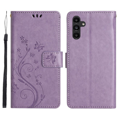 For Samsung Galaxy S26+ Leather Wallet Case Butterfly Flower Imprinted Phone Cover with Strap