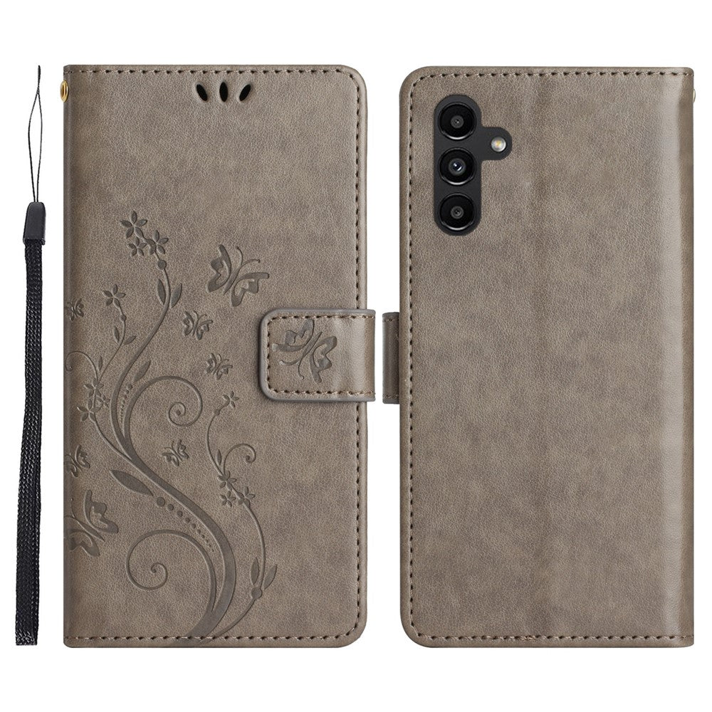 For Samsung Galaxy S26+ Leather Wallet Case Butterfly Flower Imprinted Phone Cover with Strap