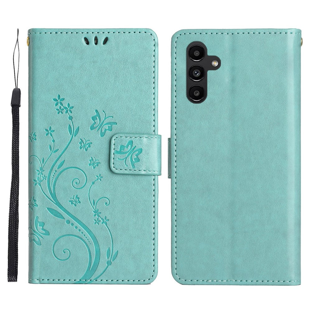 For Samsung Galaxy S26+ Leather Wallet Case Butterfly Flower Imprinted Phone Cover with Strap