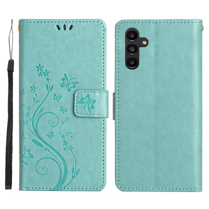 For Samsung Galaxy S26+ Leather Wallet Case Butterfly Flower Imprinted Phone Cover with Strap