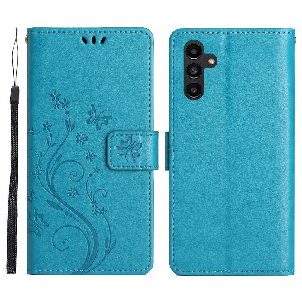 For Samsung Galaxy S26+ Leather Wallet Case Butterfly Flower Imprinted Phone Cover with Strap