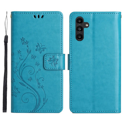 For Samsung Galaxy S26+ Leather Wallet Case Butterfly Flower Imprinted Phone Cover with Strap