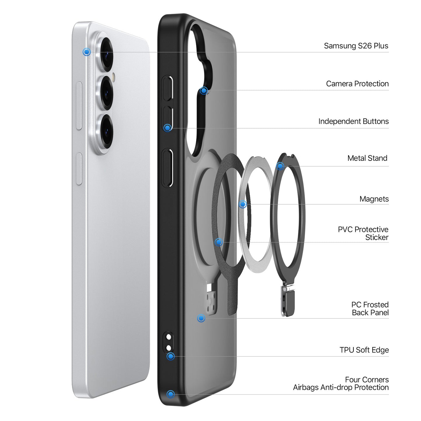 DUX DUCIS For Samsung Galaxy S26+ Magnetic Case  Yind Series Kickstand PC TPU Matte Phone Cover