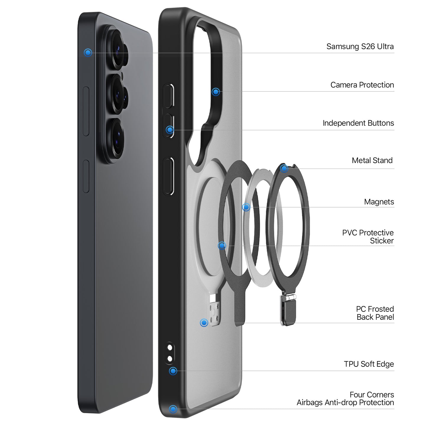 DUX DUCIS For Samsung Galaxy S26 Ultra Magnetic Case  Yind Series Kickstand PC TPU Matte Phone Cover