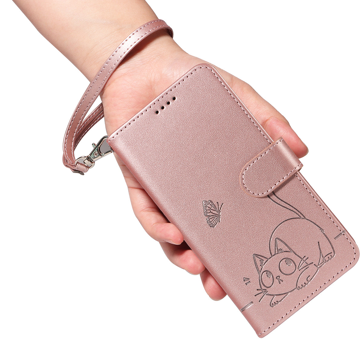 For Samsung Galaxy S26+ Case Cat Pattern Imprint Leather Phone Cover with Wrist Strap