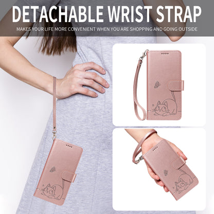For Samsung Galaxy S26+ Case Cat Pattern Imprint Leather Phone Cover with Wrist Strap