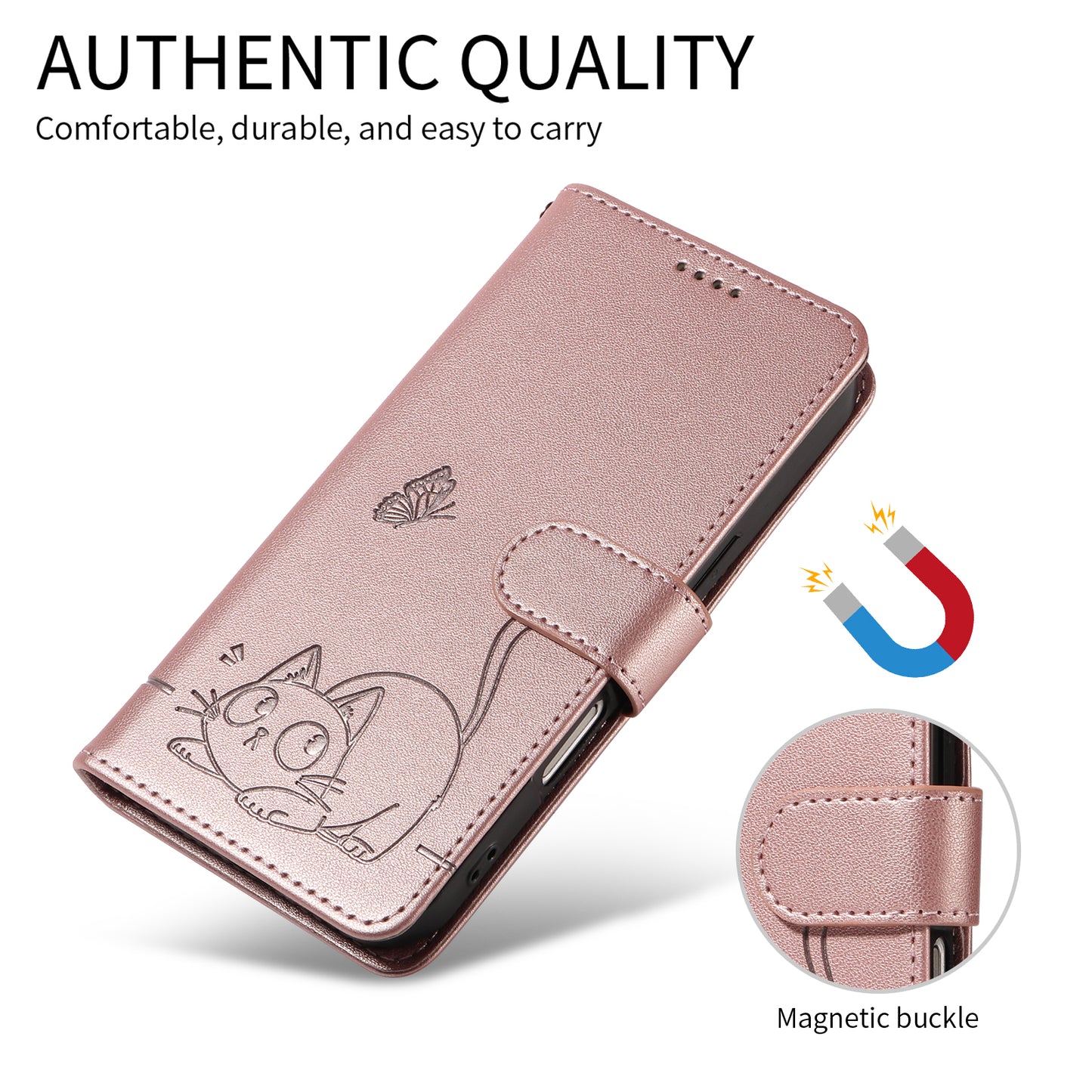 For Samsung Galaxy S26+ Case Cat Pattern Imprint Leather Phone Cover with Wrist Strap