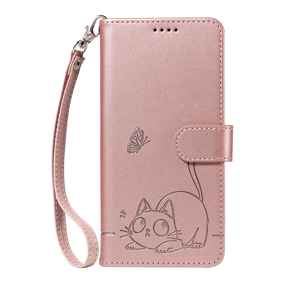 For Samsung Galaxy S26+ Case Cat Pattern Imprint Leather Phone Cover with Wrist Strap