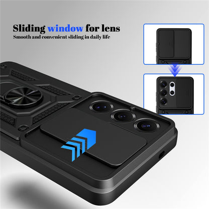 For Samsung Galaxy S26 Ultra Case with Slide Camera Lid PC + TPU Kickstand Phone Cover