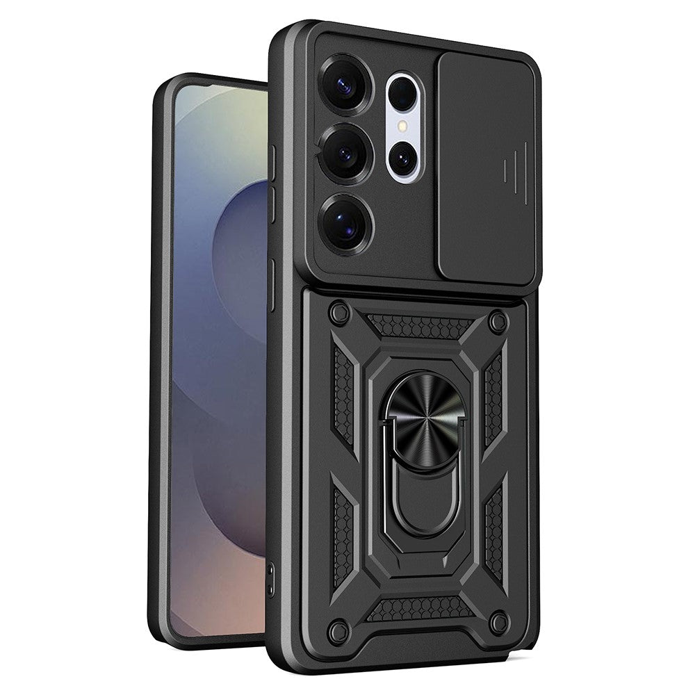 AMORUS For Samsung Galaxy S26 Ultra Case Kickstand PC + TPU Phone Cover with Camera Lens Slider