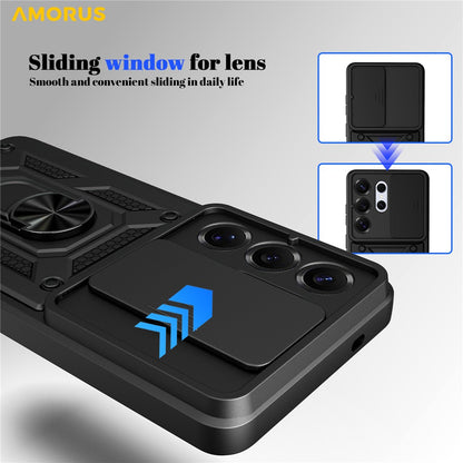 AMORUS For Samsung Galaxy S26 Ultra Case Kickstand PC + TPU Phone Cover with Camera Lens Slider