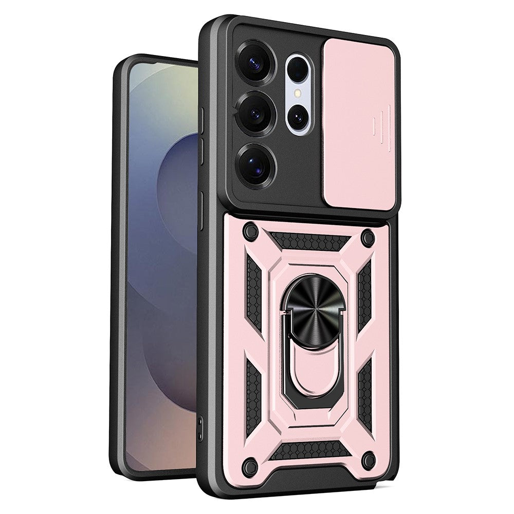 AMORUS For Samsung Galaxy S26 Ultra Case Kickstand PC + TPU Phone Cover with Camera Lens Slider