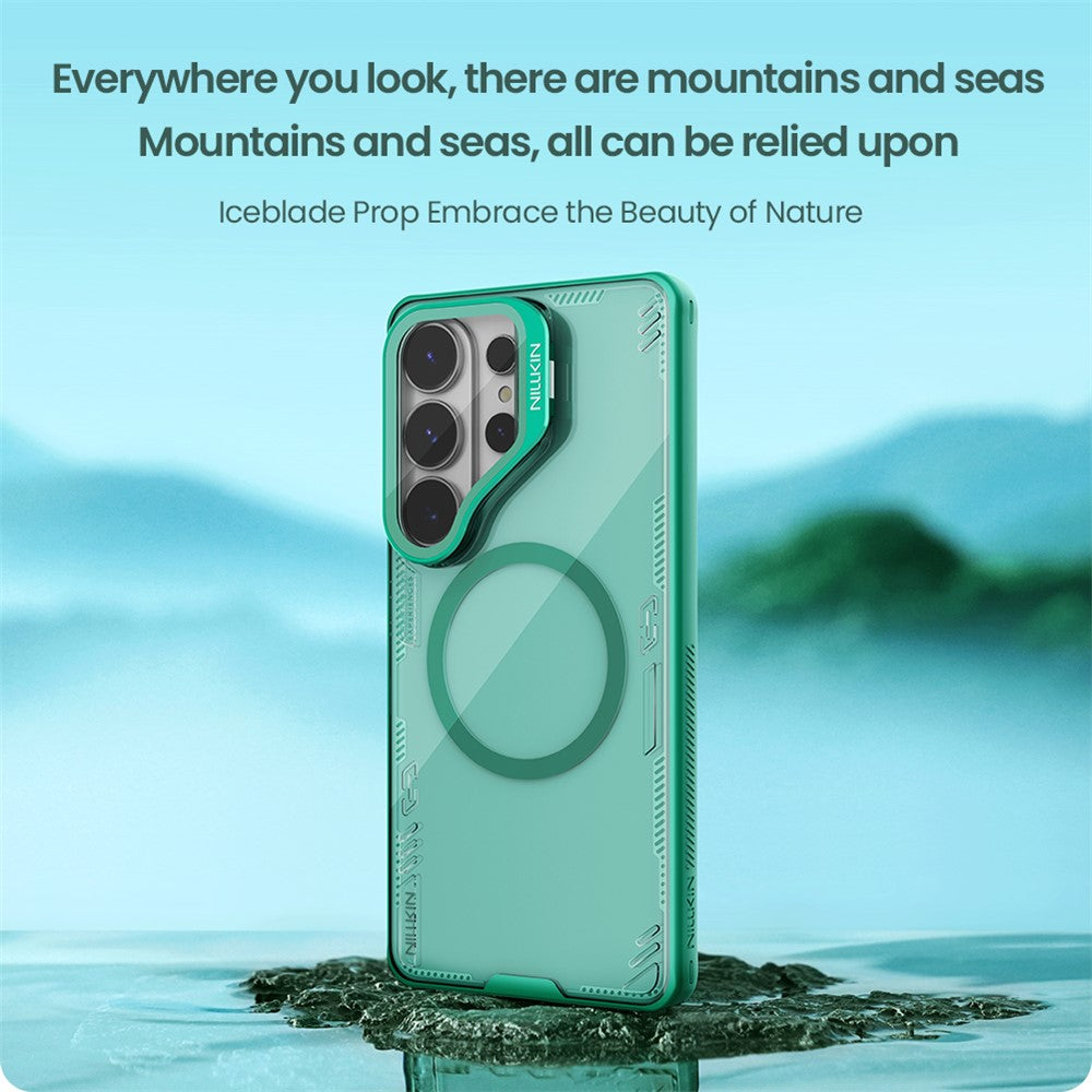 NILLKIN Iceblade CamProp For Samsung Galaxy S26 Ultra Magnetic Case Clear Lens Lid Kickstand PC TPU Phone Cover