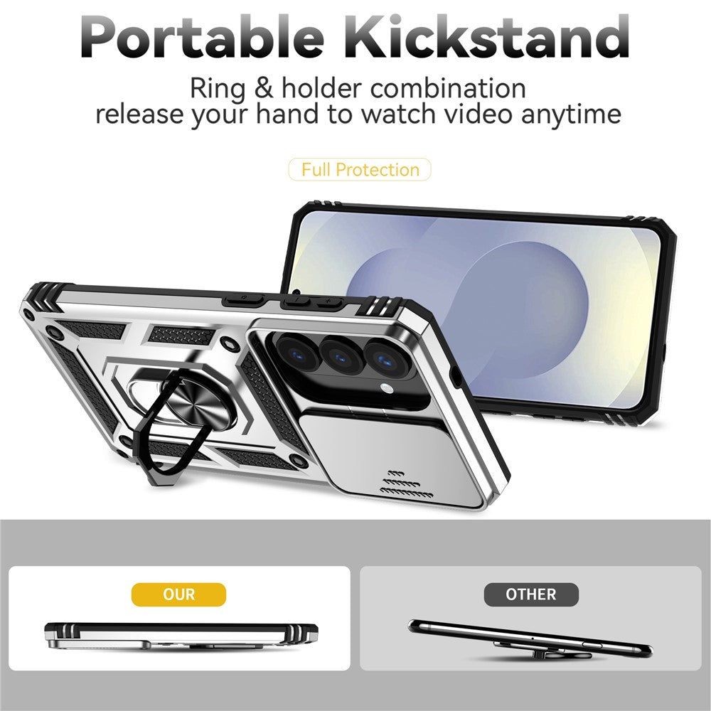 For Samsung Galaxy S26+ Case PC + TPU Phone Cover with Lens Protection Kickstand