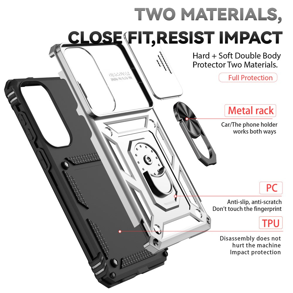 For Samsung Galaxy S26+ Case PC + TPU Phone Cover with Lens Protection Kickstand