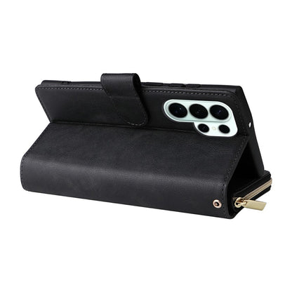 For Samsung Galaxy S26 Ultra Case Zipper Pocket 9 Card Slots PU Leather Phone Cover with Hand Strap