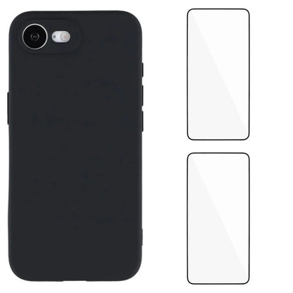WANLONFENG For iPhone 17e / 16e Case  ZB1 Series Precise Cutouts Straight Edge TPU Phone Cover with 2Pcs Tempered Glass Films