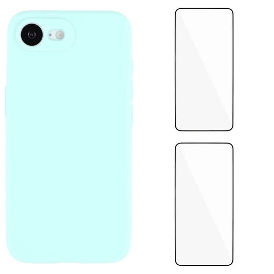 WANLONFENG For iPhone 17e / 16e Case  ZB1 Series Precise Cutouts Straight Edge TPU Phone Cover with 2Pcs Tempered Glass Films