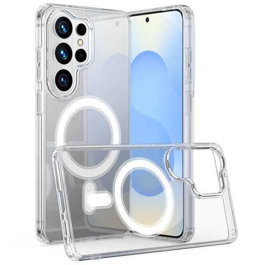 For Samsung Galaxy S26 Ultra Clear Phone Magnetic Case TPU+Acrylic Back Cover