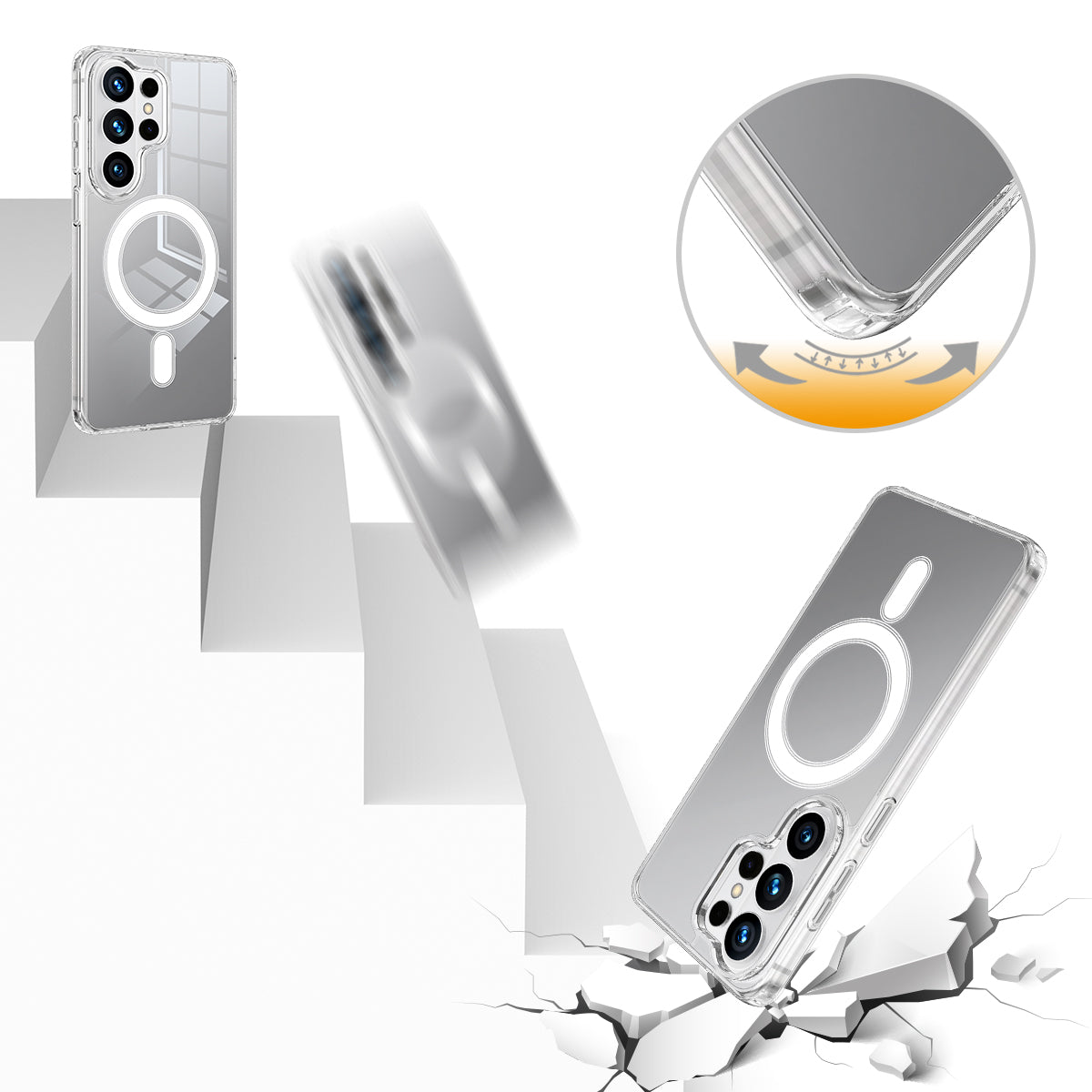For Samsung Galaxy S26 Ultra Clear Phone Magnetic Case TPU+Acrylic Back Cover