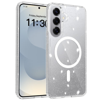 For Samsung Galaxy S26+ Magnetic Case Glitter Design TPU PC PET Drop Proof Phone Cover